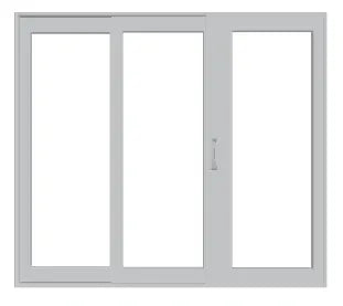 PELLA Lifestyle Series Contemporary 3 Panel OXO 108" X 79.5" Advanced Low-E Insulating Tempered Argon Fill Glass Assembled Sliding/Gliding Patio Door Grilles/Screen Options