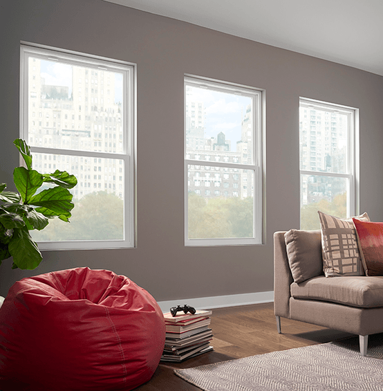 MI WINDOWS 1556 Double Hung 19.5" Wide New Construction Vinyl White Or Almond Low-E Argon Full Screen Optional