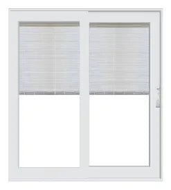 PELLA 71.25" X 79.5" Lifestyle Series Contemporary 2 Panel Hinged Glass With Manual Blinds/Shades Advanced Low-E Insulating Tempered Argon Fill Glass Assembled Sliding/Gliding Patio Door Screen Option