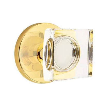 EMTEK Modern Square Glass Knob  Modern, Disk, Square, Neos, Modern Rectangular, Or Urban Modern Rosette Door Knob Handle Passage, Privacy, Or Dummy Many Color Options