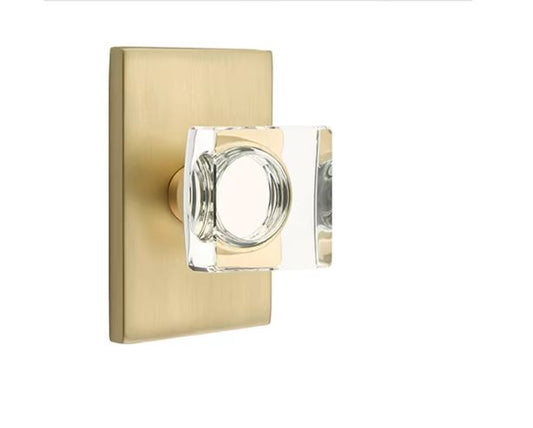 EMTEK Modern Square Glass Knob  Modern, Disk, Square, Neos, Modern Rectangular, Or Urban Modern Rosette Door Knob Handle Passage, Privacy, Or Dummy Many Color Options