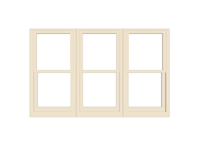 ANDERSEN Windows 400 Series Triple Double Hung Venting Window 101-1/8" Equal Sash Vinyl Exterior Wood Interior Low-E4 Dual Pane Glass Full Screen/Grilles/Tempered Optional TW28310-3, TW2842-3, TW2846-3, TW28410-3, Or TW2852-3