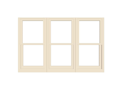 ANDERSEN Windows 400 Series Triple Double Hung Venting Window 95-1/8" Equal Sash Vinyl Exterior Wood Interior Low-E4 Dual Pane Glass Full Screen/Grilles/Tempered Optional TW26310-3, TW2642-3, TW2646-3, TW26410-3, Or TW2652-3