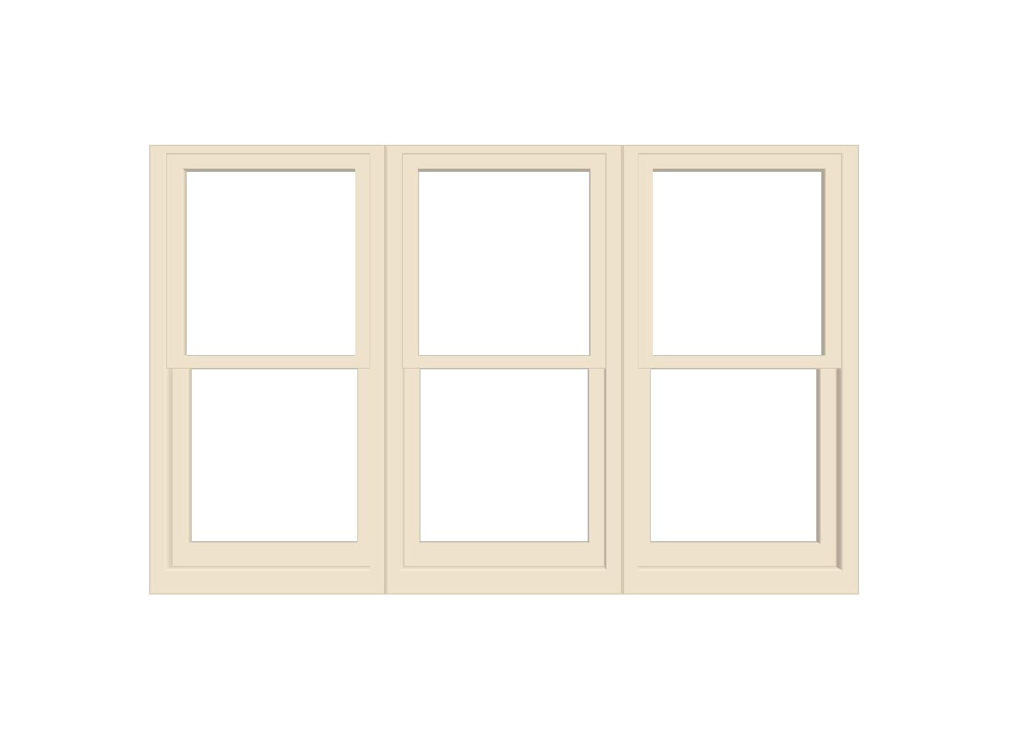 ANDERSEN Windows 400 Series Triple Double Hung Venting Window 89-1/8" Equal Sash Vinyl Exterior Wood Interior Low-E4 Dual Pane Glass Full Screen/Grilles/Tempered Optional TW24310-3, TW2442-3, TW2446-3, TW24410-3, Or TW2452-3