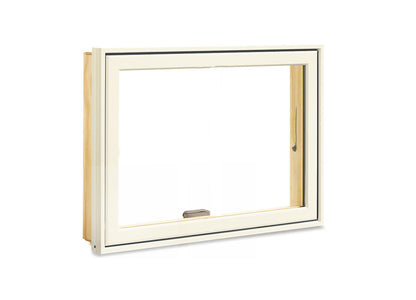 MARVIN Elevate Awning Windows CN25 Wide Venting Or Fixed Ultrex Fiberglass Exterior Warm Bare Pine Interior New Construction Low-E2 Argon Full Screen/Tempered/Frosted Optional CN 2519, CN 2523, CN 2527, CN 2535, CN 2539, CN 2547