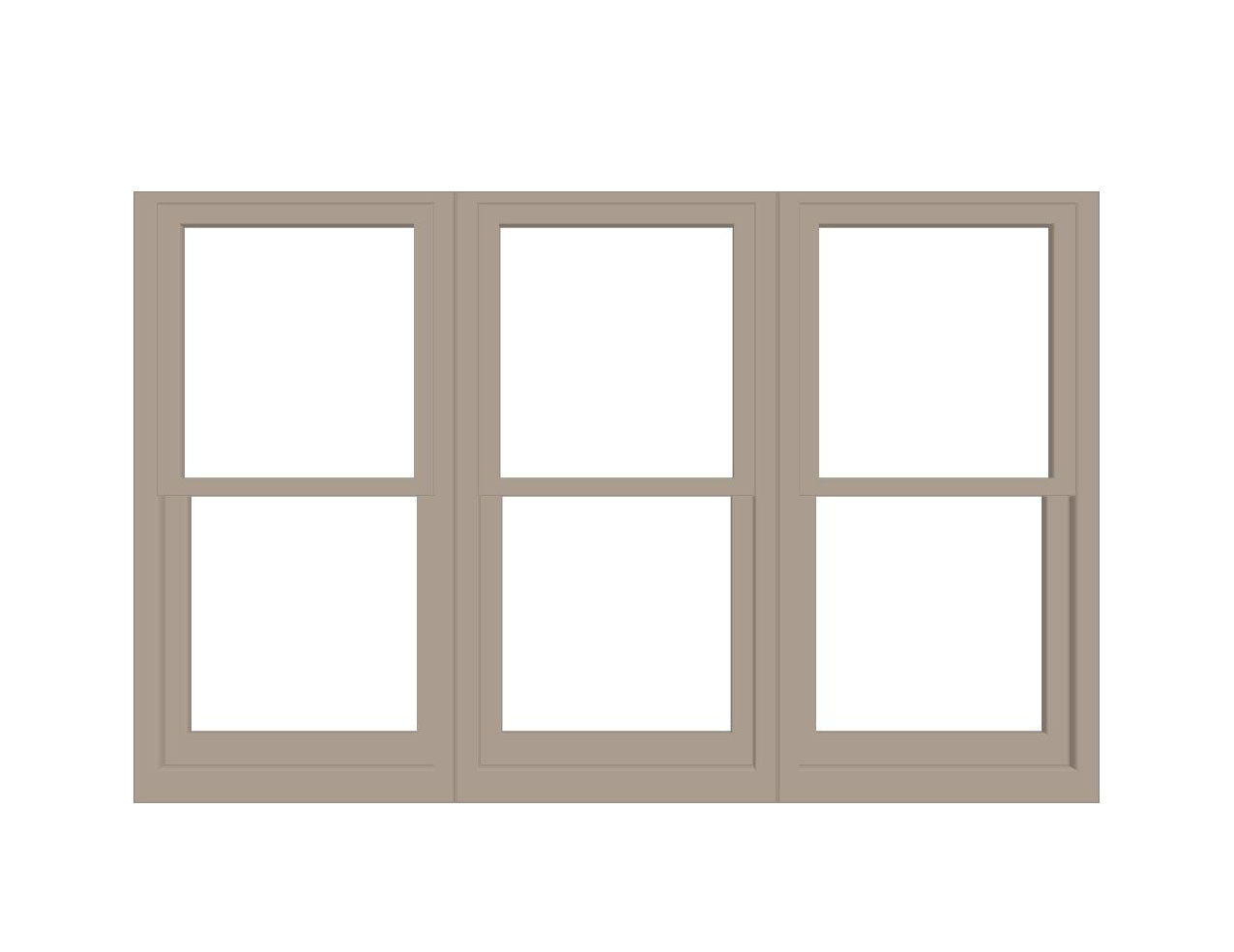ANDERSEN Windows 400 Series Triple Double Hung Venting Window 89-1/8" Equal Sash Vinyl Exterior Wood Interior Low-E4 Dual Pane Glass Full Screen/Grilles/Tempered Optional TW24310-3, TW2442-3, TW2446-3, TW24410-3, Or TW2452-3