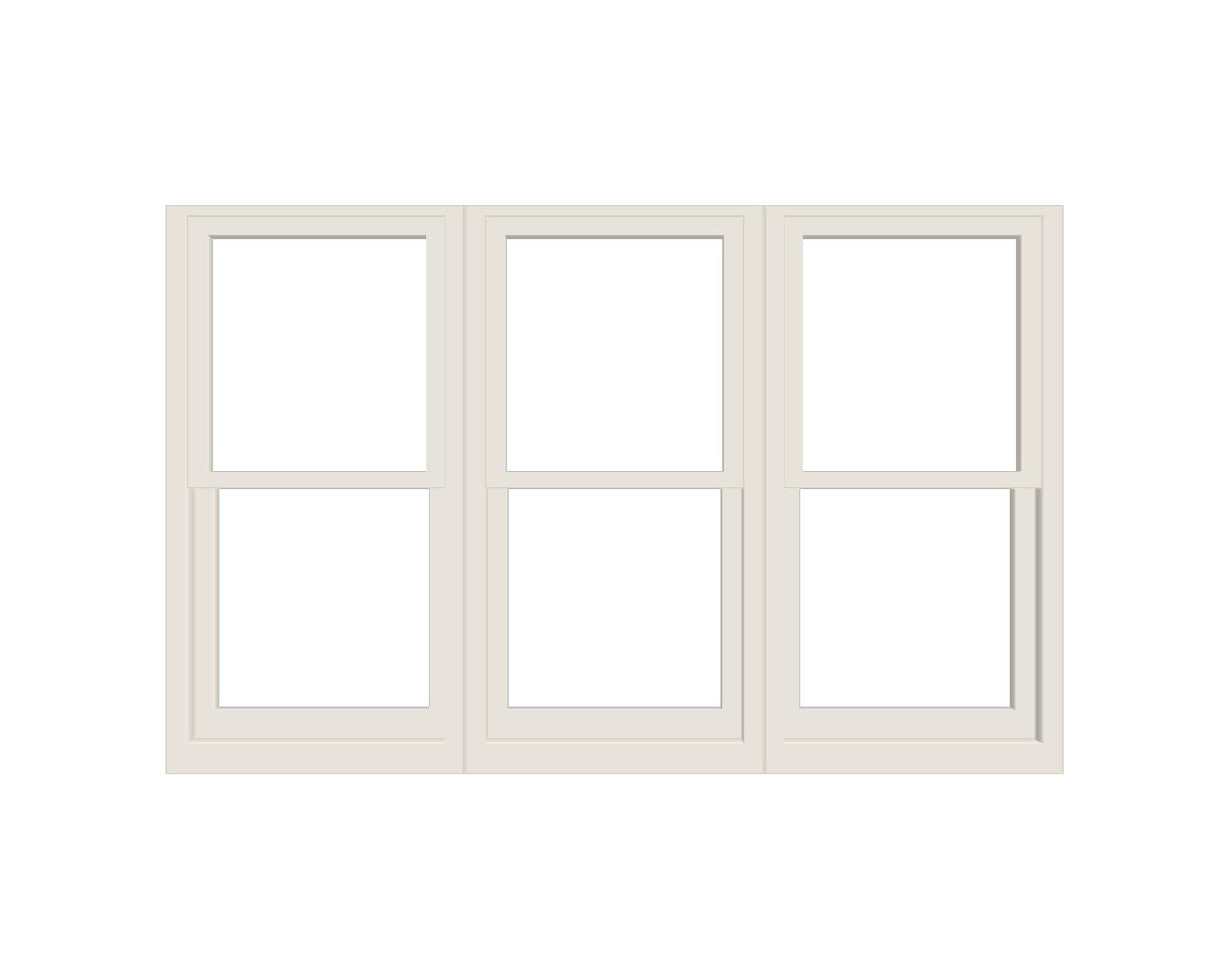 ANDERSEN Windows 400 Series Triple Double Hung Venting Window 95-1/8" Equal Sash Vinyl Exterior Wood Interior Low-E4 Dual Pane Glass Full Screen/Grilles/Tempered Optional TW26310-3, TW2642-3, TW2646-3, TW26410-3, Or TW2652-3