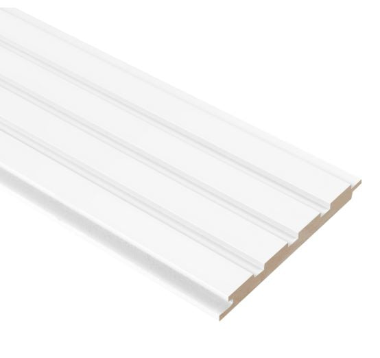 MASISA 5/8" X 6.2" X 96" Painted White MDF Fluted Accent Wall Panels Molding (4-Pack)
