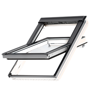 VELUX GGU Center-Pivot Roof Window 30 11/16" Pitched Roof Skylight Outside Frame Width Step Flashing, White Shades And Screen Optional  MK04, MK06,MK08 Or MK10