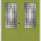 MMI TWIN/DOUBLE 3/4 LITE 1 PANEL 6'0" X 6'8" FIBERGLASS SMOOTH PEMBROOK PATINA DECORATIVE GLASS EXTERIOR PREHUNG DOOR 608