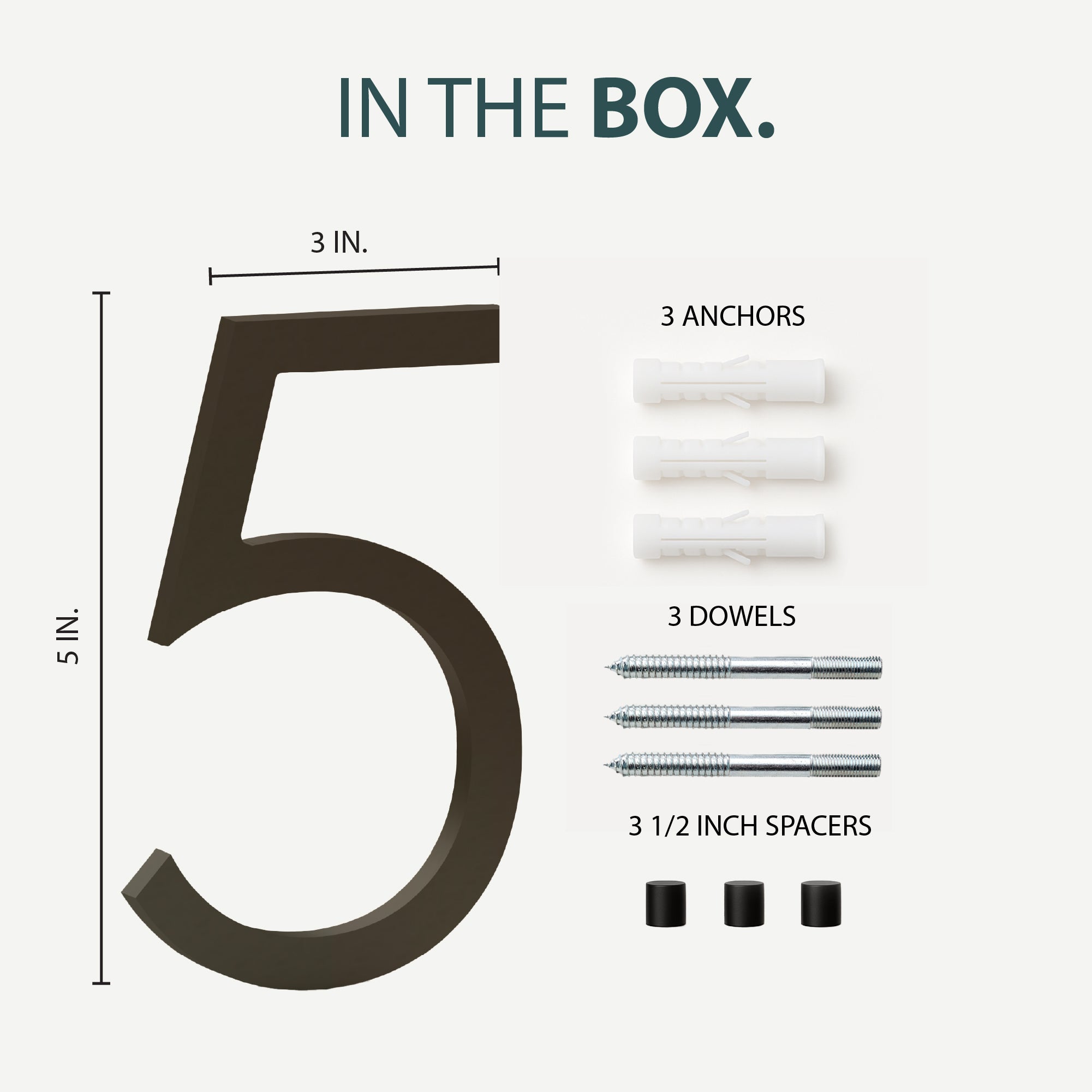MEGA HANDLES 5" Wide House Numbers With Concealed Screws Floating Or Flush Installation Option