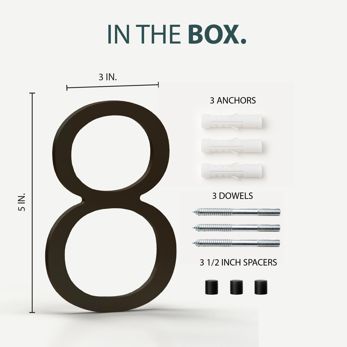 MEGA HANDLES 5" Wide House Numbers With Concealed Screws Floating Or Flush Installation Option