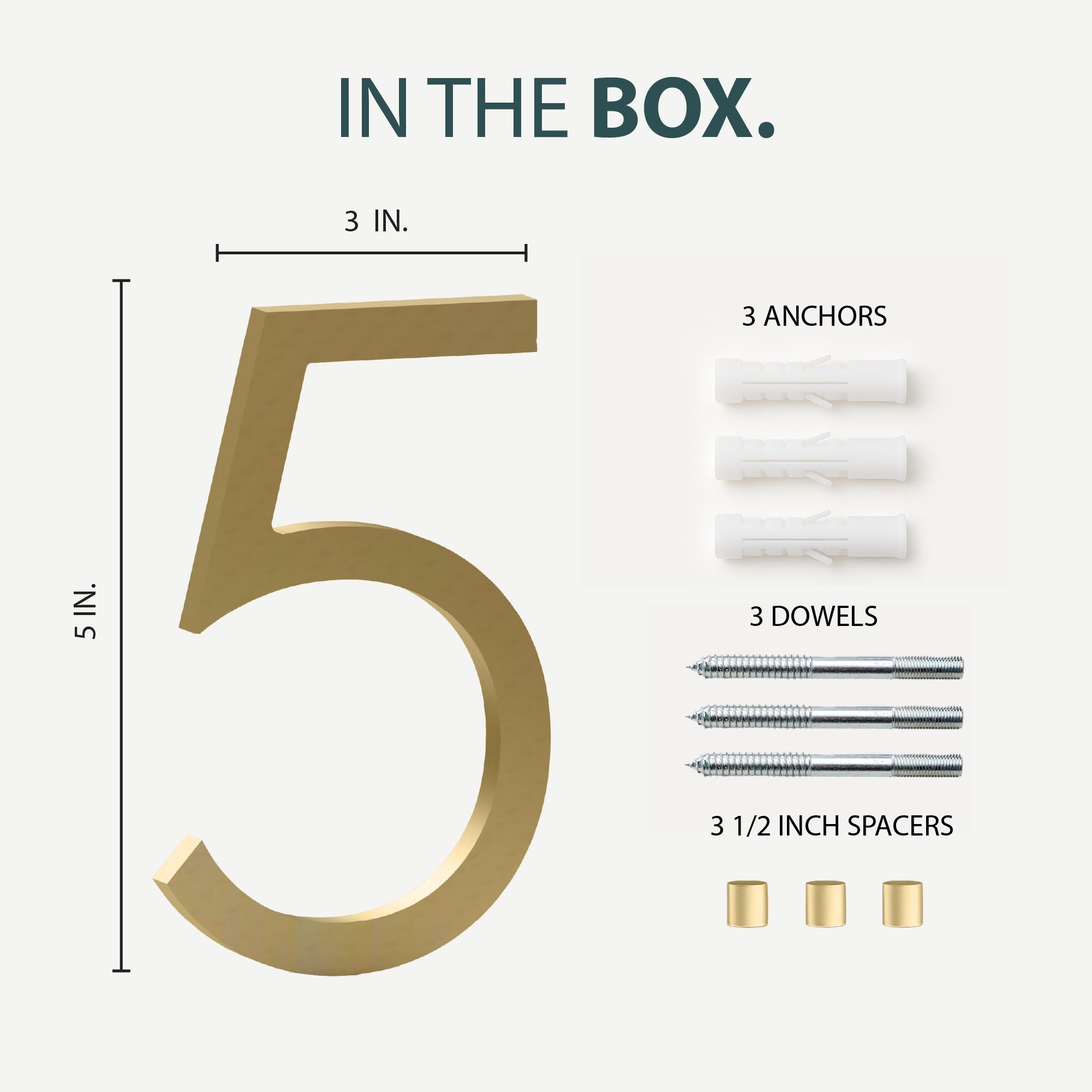 MEGA HANDLES 5" Wide House Numbers With Concealed Screws Floating Or Flush Installation Option