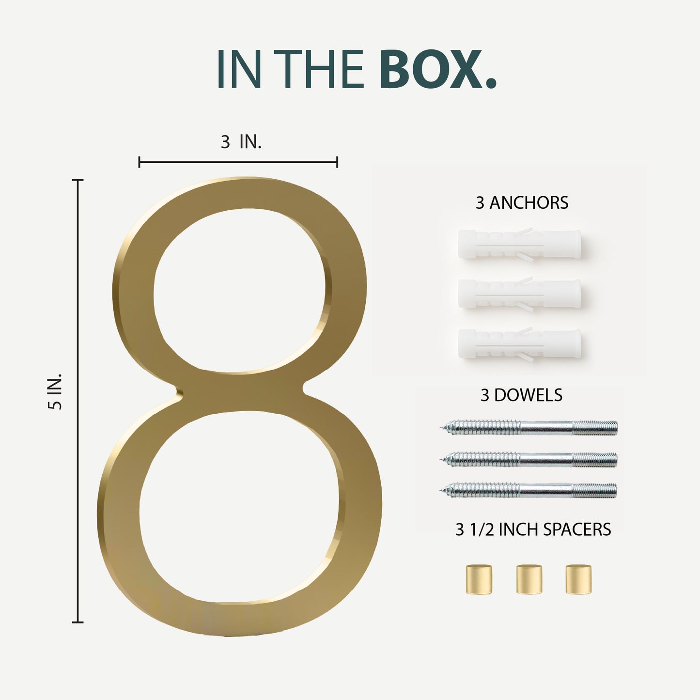 MEGA HANDLES 5" Wide House Numbers With Concealed Screws Floating Or Flush Installation Option