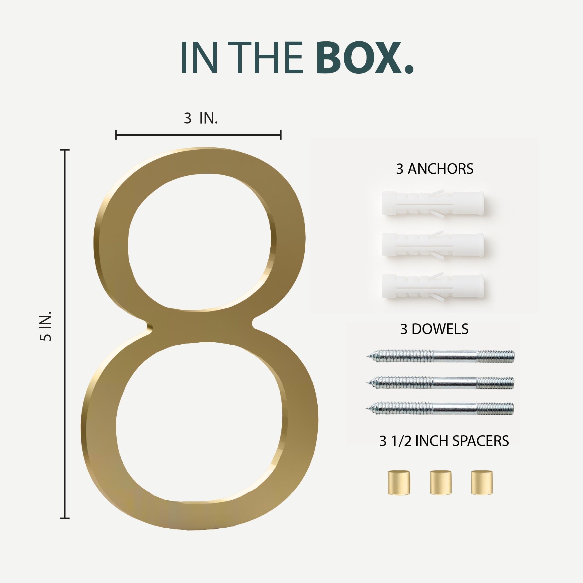 MEGA HANDLES 5" Wide House Numbers With Concealed Screws Floating Or Flush Installation Option