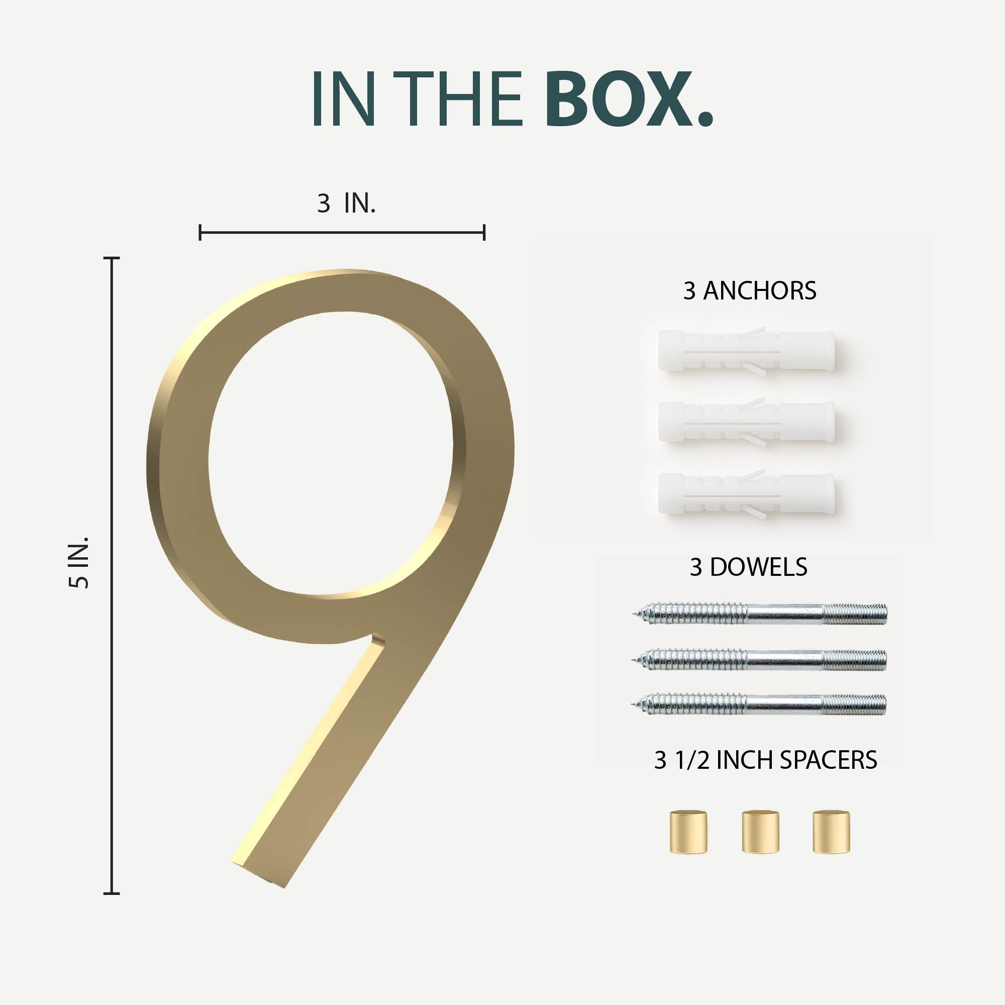 MEGA HANDLES 5" Wide House Numbers With Concealed Screws Floating Or Flush Installation Option