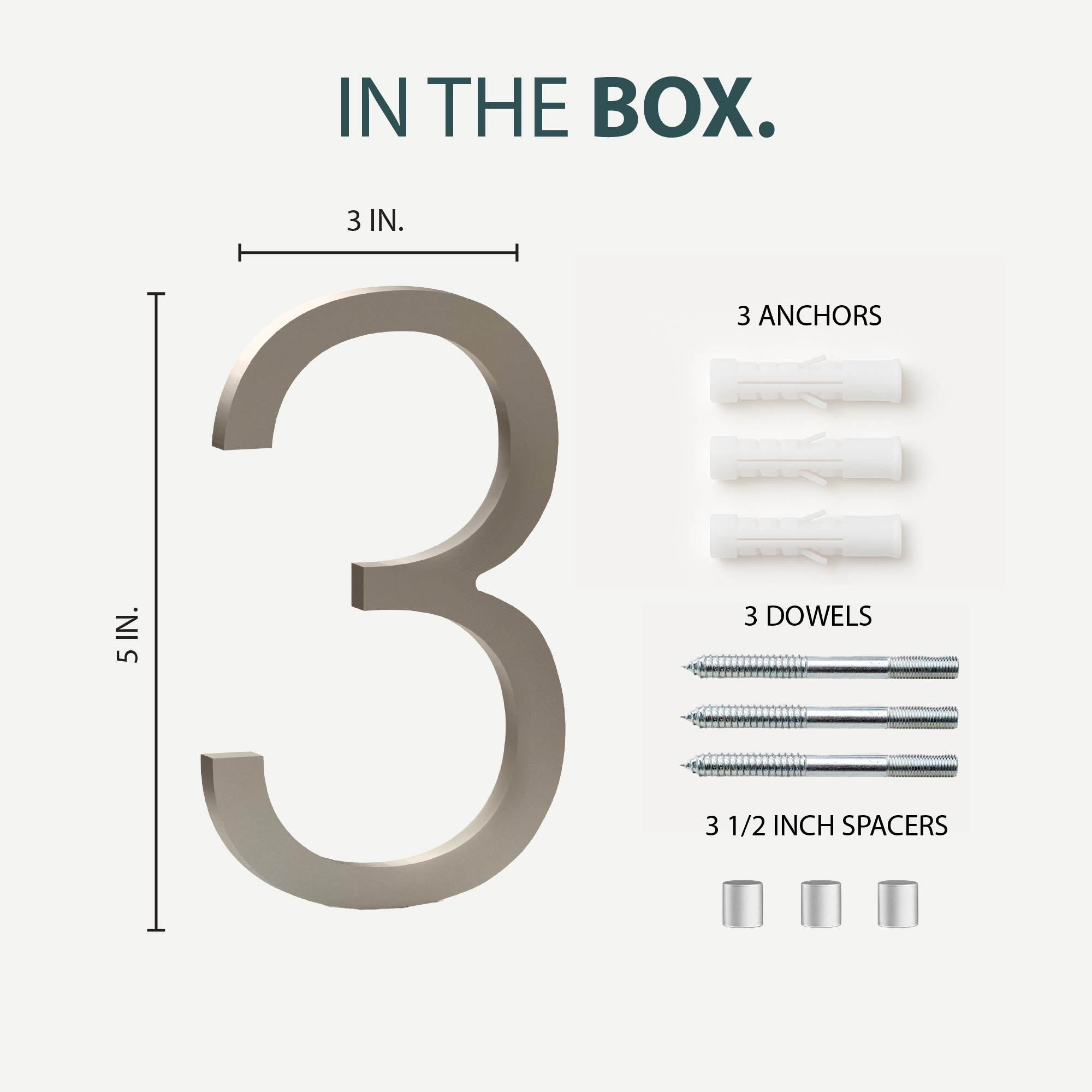 MEGA HANDLES 5" Wide House Numbers With Concealed Screws Floating Or Flush Installation Option