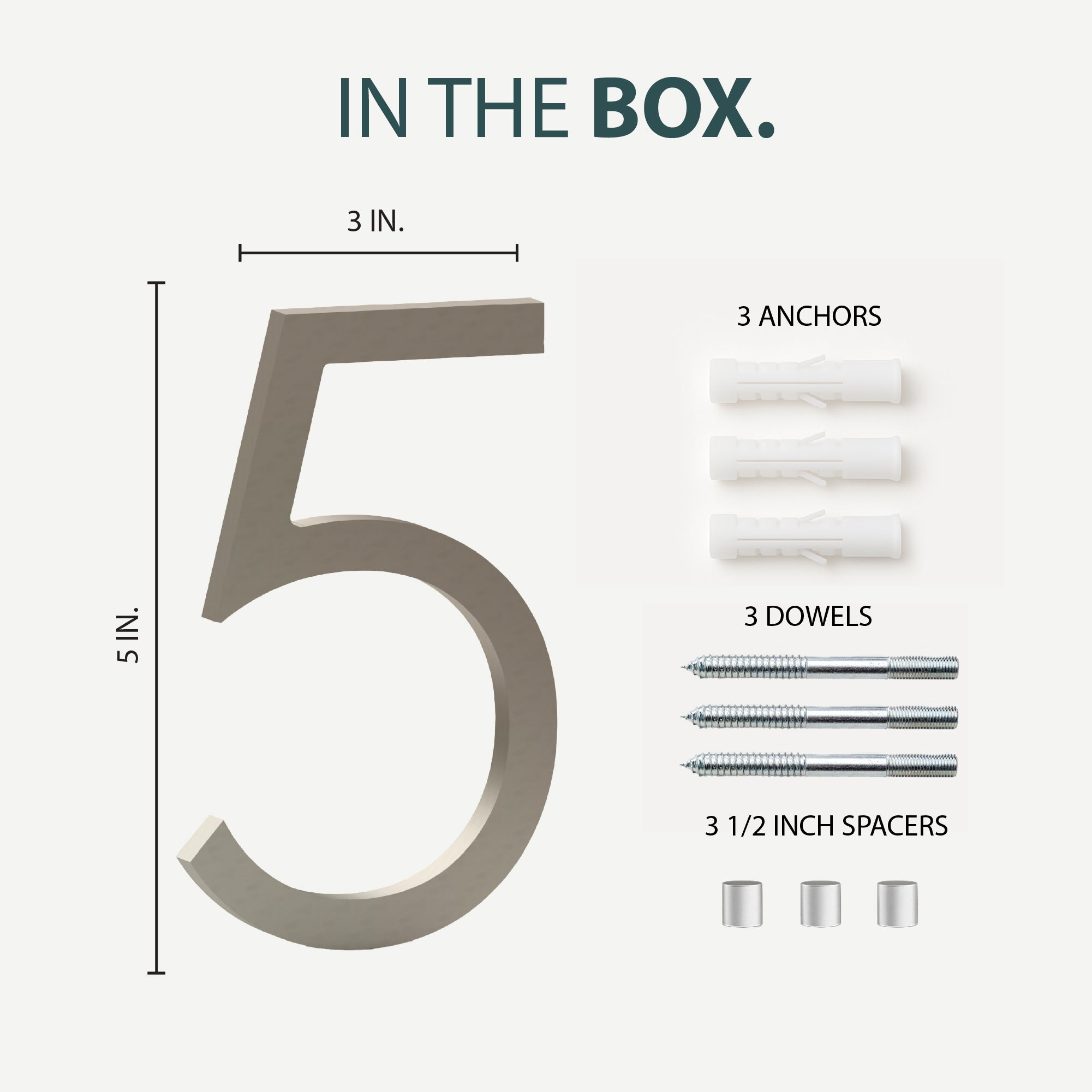 MEGA HANDLES 5" Wide House Numbers With Concealed Screws Floating Or Flush Installation Option