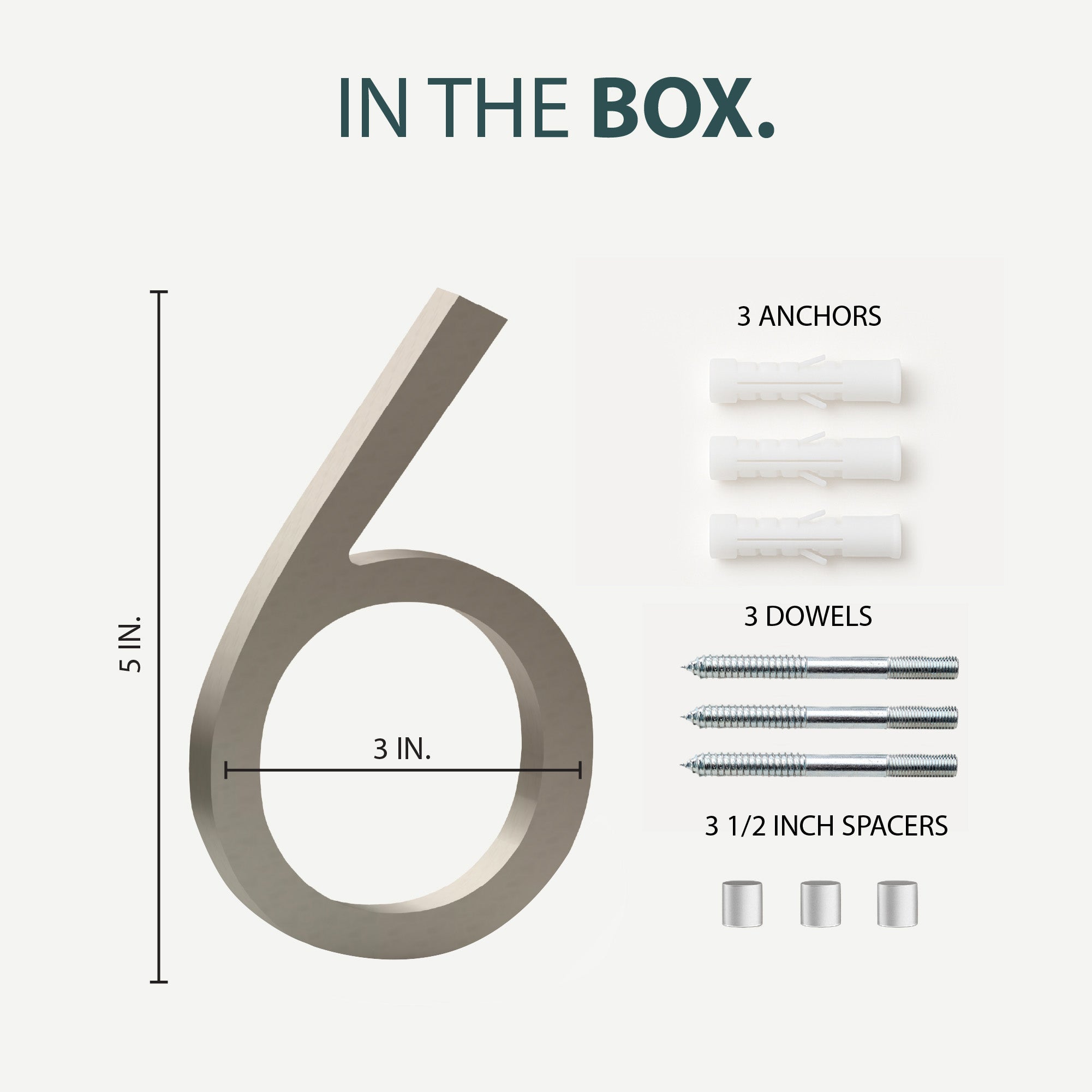 MEGA HANDLES 5" Wide House Numbers With Concealed Screws Floating Or Flush Installation Option