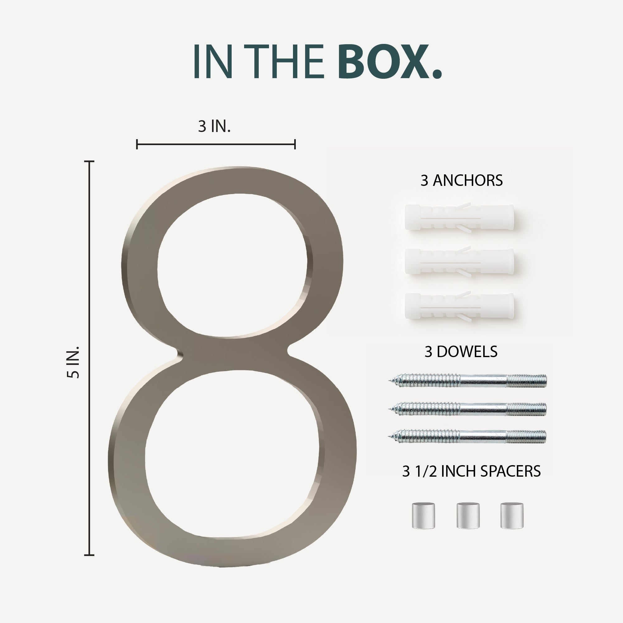 MEGA HANDLES 5" Wide House Numbers With Concealed Screws Floating Or Flush Installation Option