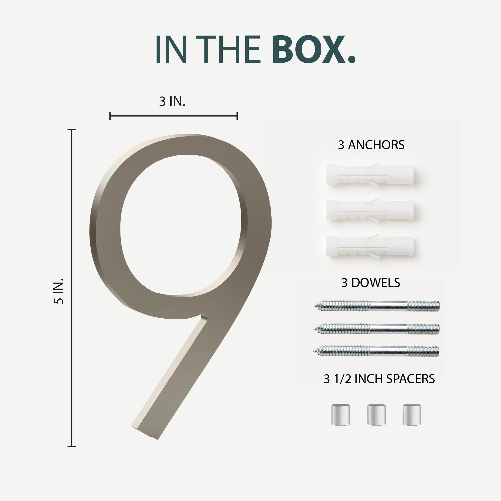 MEGA HANDLES 5" Wide House Numbers With Concealed Screws Floating Or Flush Installation Option