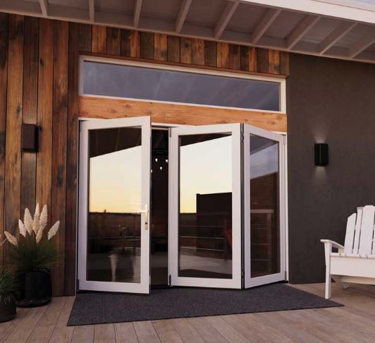 JELDWEN F-4500 9'0 X 6'8" Fiberglass 3 Panel Foldable Direct Glazed Frameless Glass Folding Bifold Patio Door Screen Optional