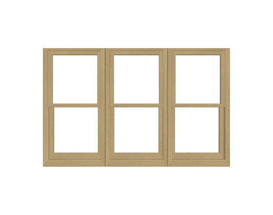 ANDERSEN Windows 400 Series Triple Double Hung Venting Window 101-1/8" Equal Sash Vinyl Exterior Wood Interior Low-E4 Dual Pane Glass Full Screen/Grilles/Tempered Optional TW28310-3, TW2842-3, TW2846-3, TW28410-3, Or TW2852-3