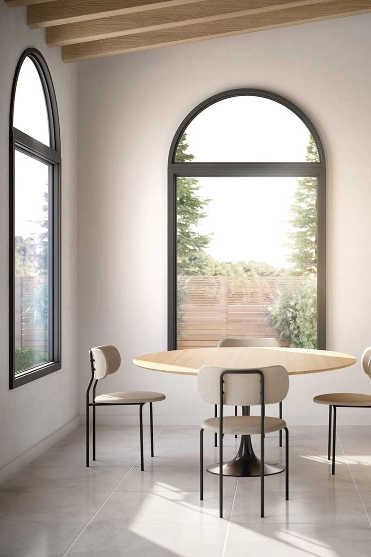 Marvin Essential Direct Glazed Round Top Fixed Picture Window Fiberglass Exterior And Interior Low-E2 With Argon Glass Tempered Option RT1 CN 2613, CN 2814, CN 3016, CN 3619, CN 4020, CN 5026, CN 5428, CN 6030, CN 7036 Or CN 8040