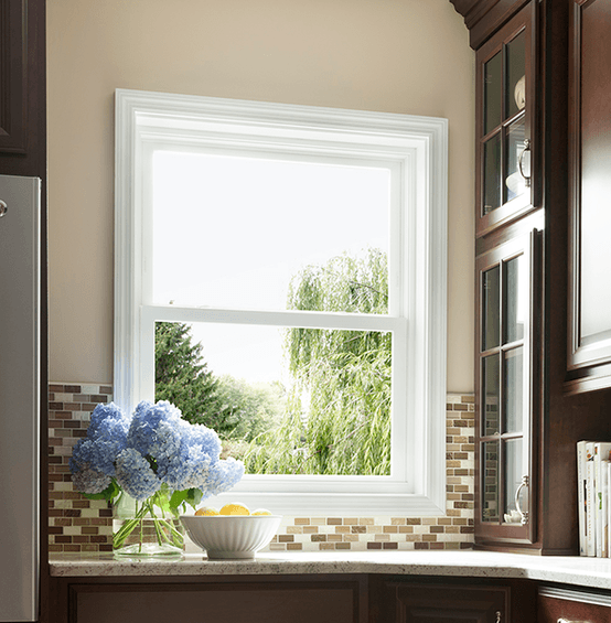 MI WINDOWS 1556 Double Hung 19.5" Wide New Construction Vinyl White Or Almond Low-E Argon Full Screen Optional