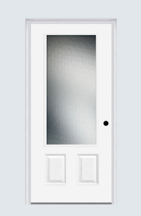 MMI 3/4 Lite 2 Panels 3'0" X 6'8" Fiberglass Smooth Textured/Privacy Glass Exterior Prehung Door 607/610