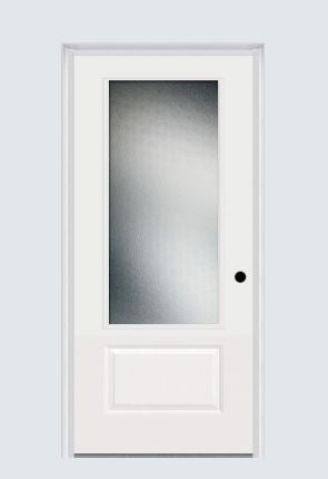 MMI 3/4 Lite 1 Panel 3'0" X 6'8" Fiberglass Smooth Textured/Privacy Glass Exterior Prehung Door 608