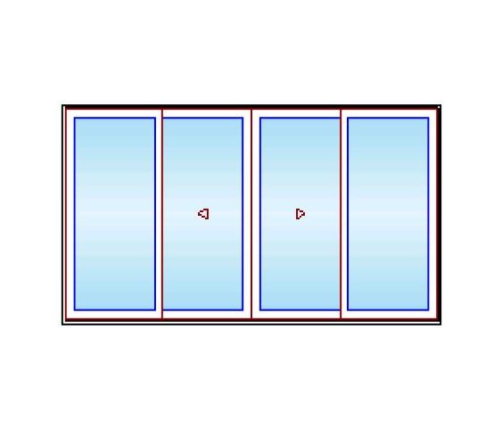 MARVIN Modern 4 Panel Sliding Patio Door OXXO 140.5" X 79.25" High Density Fiberglass Exterior Extruded Aluminum Interior Clear Tempered Glass Low-E2 With Argon Grilles/Screen Optional