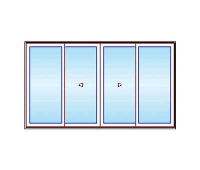 MARVIN Modern 4 Panel Sliding Patio Door OXXO 140.5