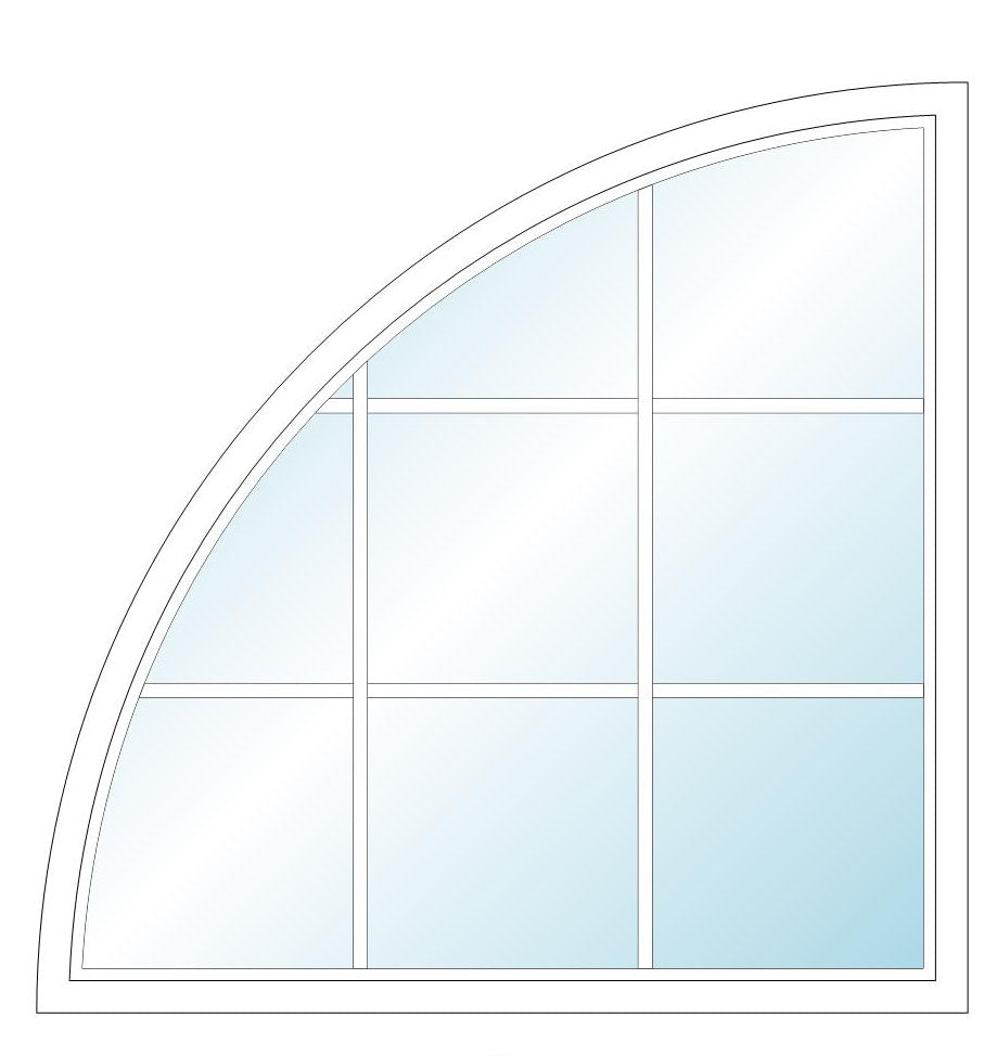 ANDERSEN Windows 400 Series Specialty Quarter Circle Window Fixed Vinyl Exterior Wood Interior Low-E4 Dual Pane Argon Full Glass Casement Frame Cladding Profile Grilles/Frosted/Tempered Optional CTQC1, CTQCW1, CTQCX1, CTQA3, Or QR40