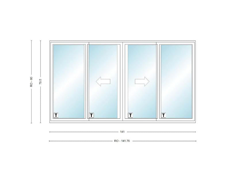 ANDERSEN IN STOCK 200 Series Narroline Unassembled Patio Door NLGD12068-4 OXXO Frame Size: 141" X 79.5" White Exterior White Painted Pine Interior Dual Pane Low-E Standard Glass Stainless Perimeter Bar Albany White Hardware & White Screen Included