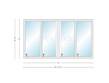 ANDERSEN IN STOCK 200 Series Narroline Unassembled Patio Door NLGD12068-4 OXXO Frame Size: 141" X 79.5" White Exterior White Painted Pine Interior Dual Pane Low-E Standard Glass Stainless Perimeter Bar Albany White Hardware & White Screen Included