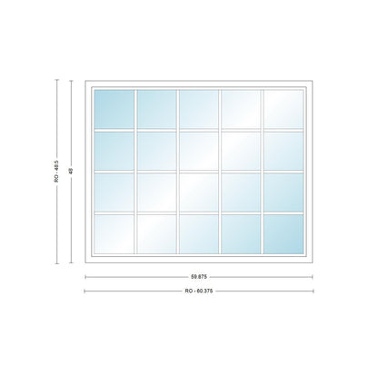 ANDERSEN Windows 400 Series Picture Window Fixed 59-7/8" Wide Vinyl Exterior Wood Interior Low-E4 Dual Pane Argon Full Glass Grilles Optional P5030, P5035, P5040, P5045, P5050, P5055, Or P5060