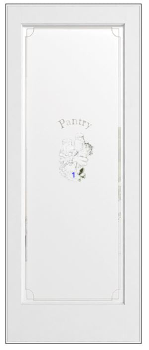 Reeb 1 Lite Pantry 6'8" X 1-3/8" Ovolo Sticking Tempered Frit Decorative Glass Interior Primed French Door PR8490