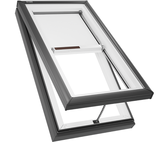 VELUX VCM 34½" Inside Curb Width Curb Mounted Manual Venting 'Fresh Air' Skylight Step Flashing Optional White Shades Included 3434
