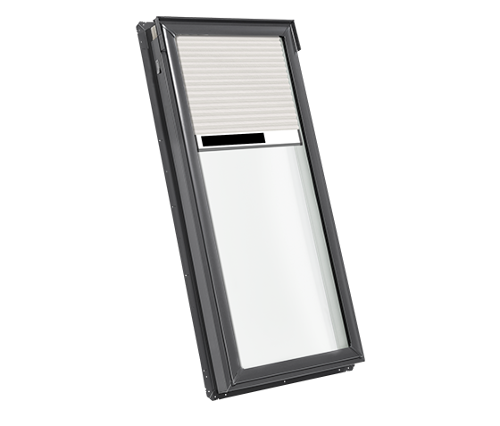 VELUX FS 30-9/16" Outside Frame Width Deck Mounted Fixed Pitched Roof Skylights Step Flashing Optional White Shades Included M02, M04, M06, Or M08