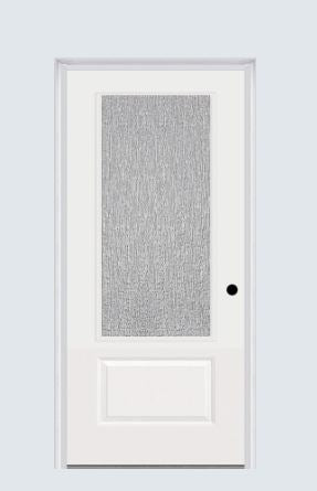 MMI 3/4 Lite 1 Panel 3'0" X 6'8" Fiberglass Smooth Textured/Privacy Glass Exterior Prehung Door 608