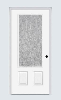 MMI 3/4 Lite 2 Panels 3'0" X 6'8" Fiberglass Smooth Textured/Privacy Glass Exterior Prehung Door 607/610