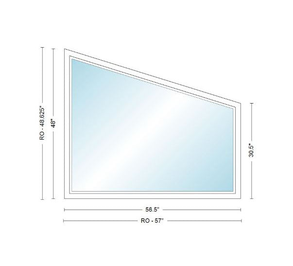 ANDERSEN IN STOCK 400 Series Specialty Trapezoid Window Frame Size: 56.5" X 48" X 30.5" White Exterior Unfinished Pine Interior Dual Pane Low-E4 Standard Glass Stainless Perimeter Bar Contemporary Trim Stop Profile