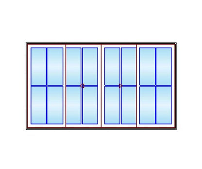 MARVIN Modern 4 Panel Sliding Patio Door OXXO 140.5" X 79.25" High Density Fiberglass Exterior Extruded Aluminum Interior Clear Tempered Glass Low-E2 With Argon Grilles/Screen Optional