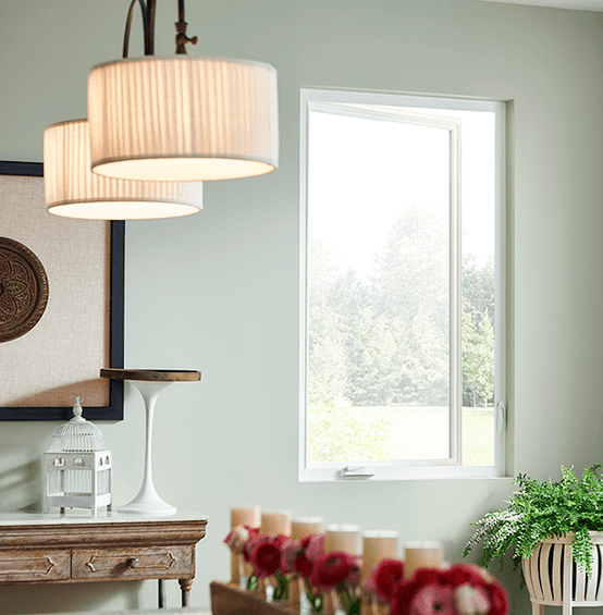 MI WINDOWS V3000 Series 9770 Venting Casement 2'10" Wide New Construction Vinyl White Low-E Argon Gas Filled Dual Pane Glass Full Screen Optional