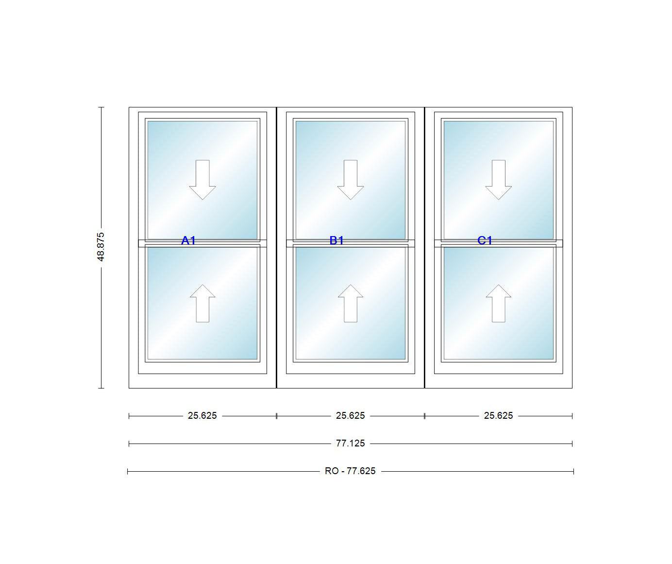 ANDERSEN Windows 400 Series Triple Double Hung Venting Window 77-1