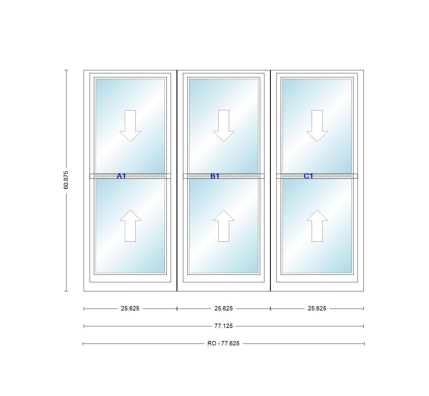 ANDERSEN Windows 400 Series Triple Double Hung Venting Window 77-1/8" Equal Sash Vinyl Exterior Wood Interior Low-E4 Dual Pane Glass Full Screen/Grilles/Tempered Optional TW20310-3, TW2042-3, TW2046-3, TW20410-3, Or TW2052-3
