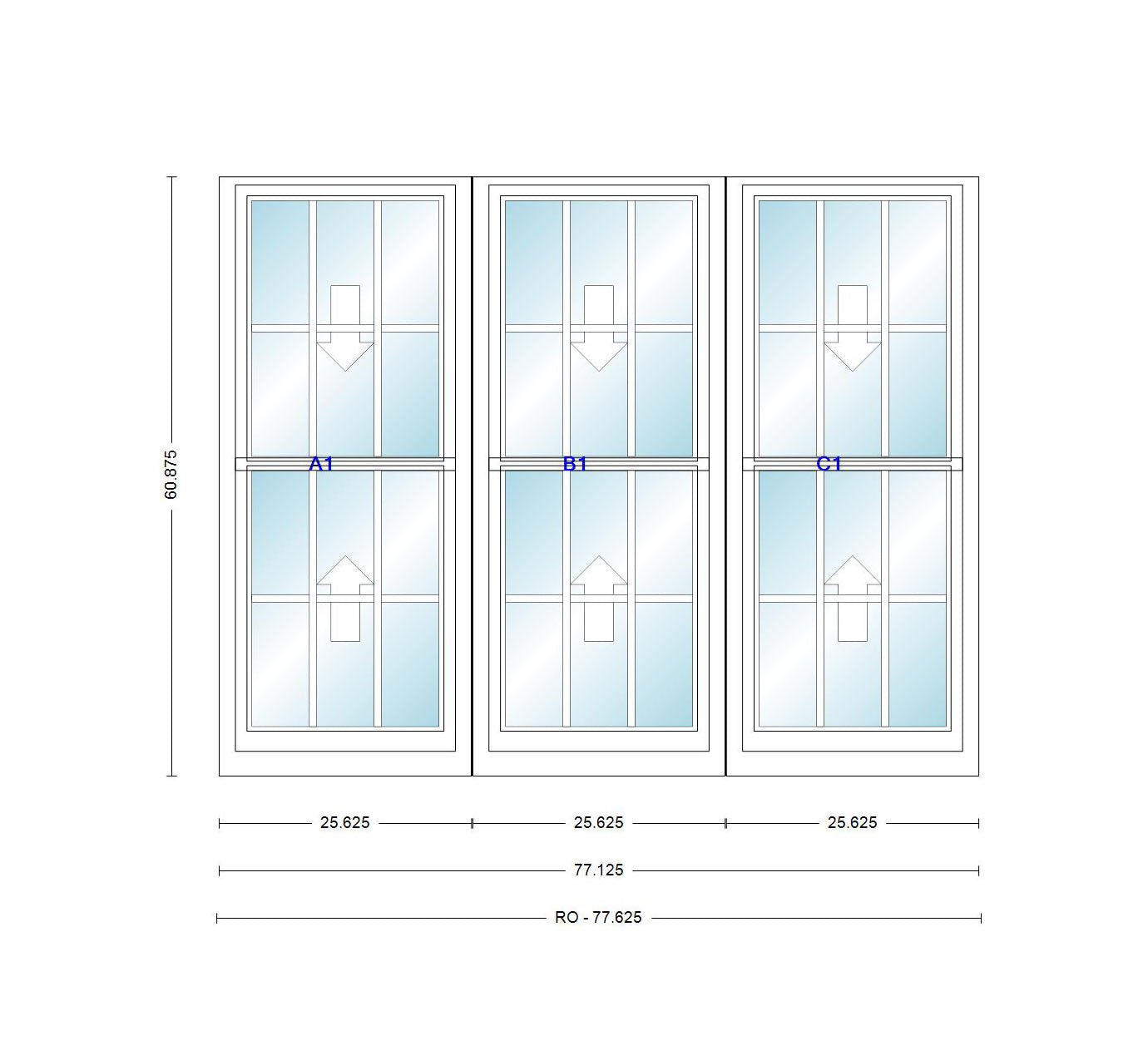 ANDERSEN Windows 400 Series Triple Double Hung Venting Window 77-1/8" Equal Sash Vinyl Exterior Wood Interior Low-E4 Dual Pane Glass Full Screen/Grilles/Tempered Optional TW20310-3, TW2042-3, TW2046-3, TW20410-3, Or TW2052-3