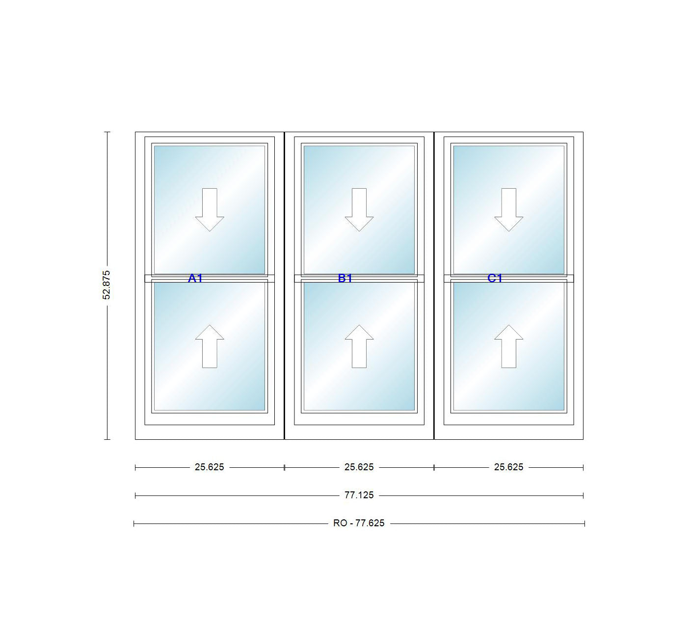Tw Panel Window ANDERSEN Windows 400 Series Triple Double Hung Venting Window 77-1/8 ...