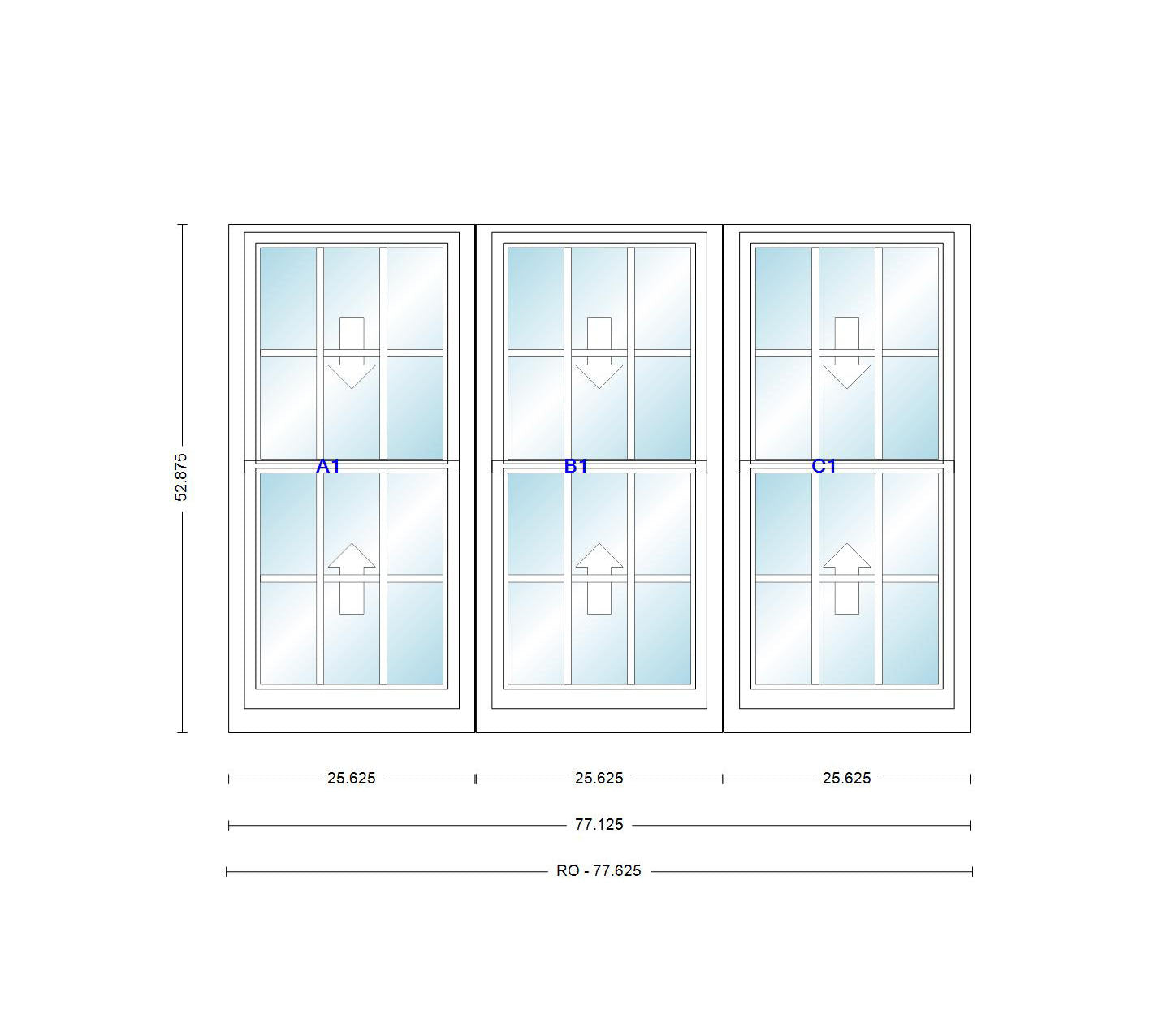 ANDERSEN Windows 400 Series Triple Double Hung Venting Window 77-1/8" Equal Sash Vinyl Exterior Wood Interior Low-E4 Dual Pane Glass Full Screen/Grilles/Tempered Optional TW20310-3, TW2042-3, TW2046-3, TW20410-3, Or TW2052-3